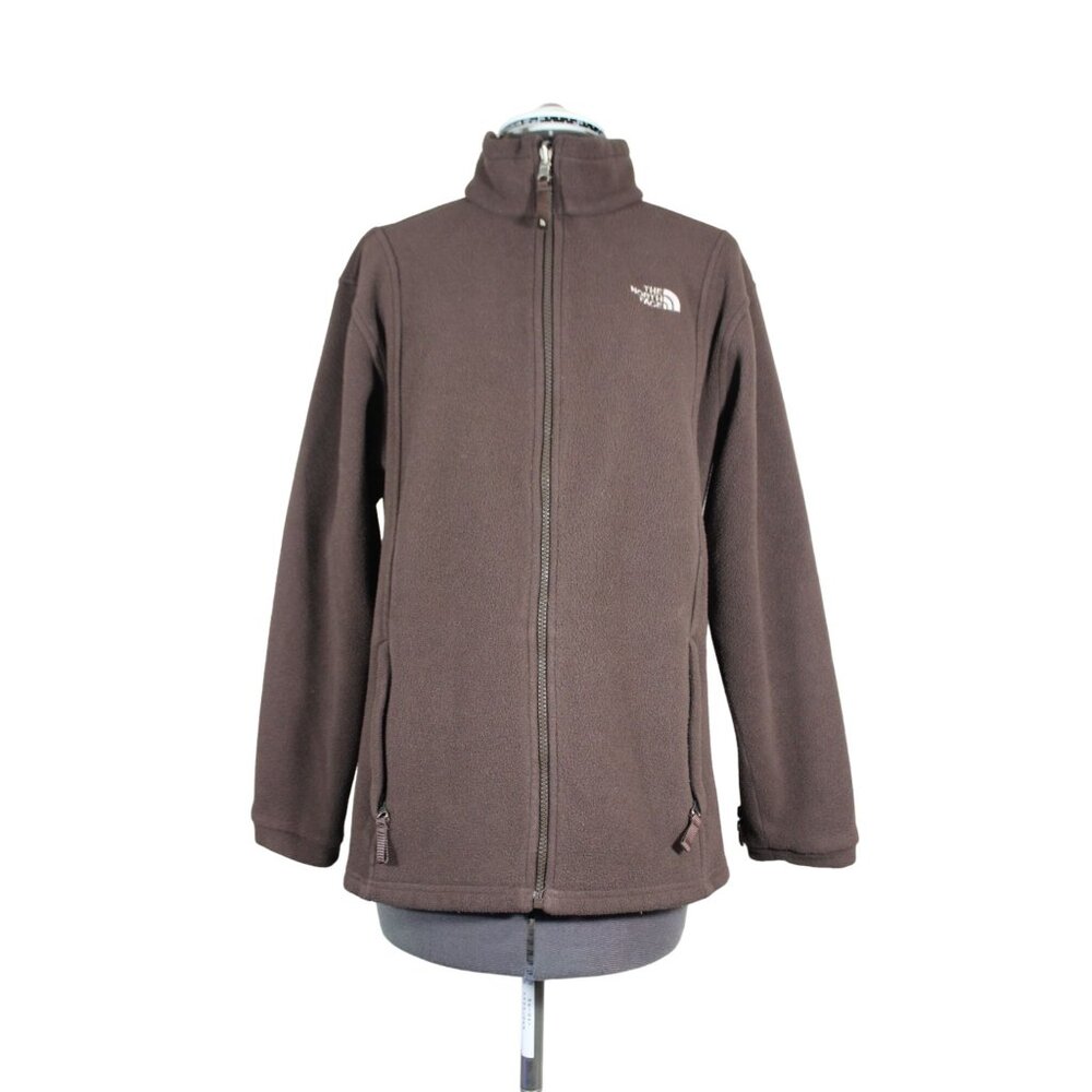The North‎ Face girls brown full zip mock neck fleece sweatshirt jacket XL